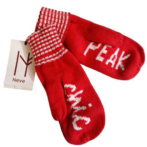 NEVE Peak Chic Mittens Womens One Size Red and White New Winter Gloves Christmas